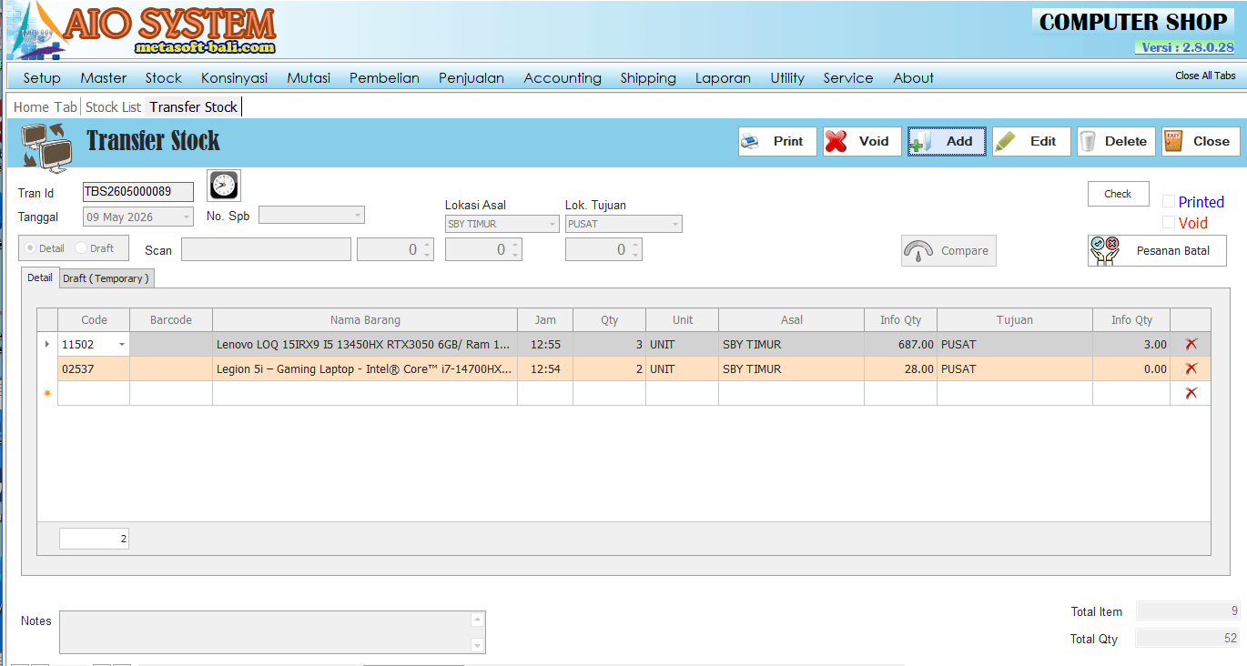 Transfer Stock AIO System